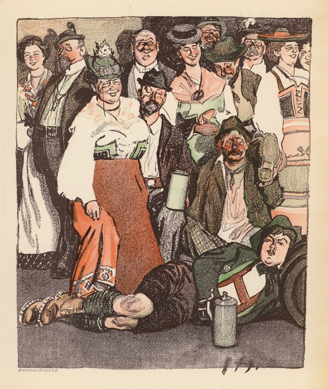 Ilustracja dla Berliner Balle von Rideamus (kolorowa litografia) autorstwa Ernst (after) Heilemann