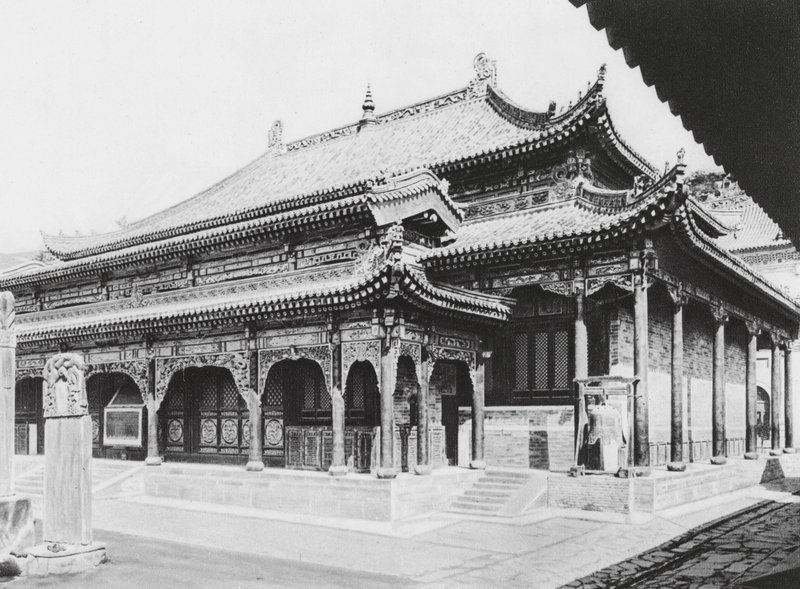 Wu tai shan, Hien tung sze, Shansi, Wielka Sala Modlitwy (zdjęcie czarno-białe) autorstwa Ernst Boerschmann