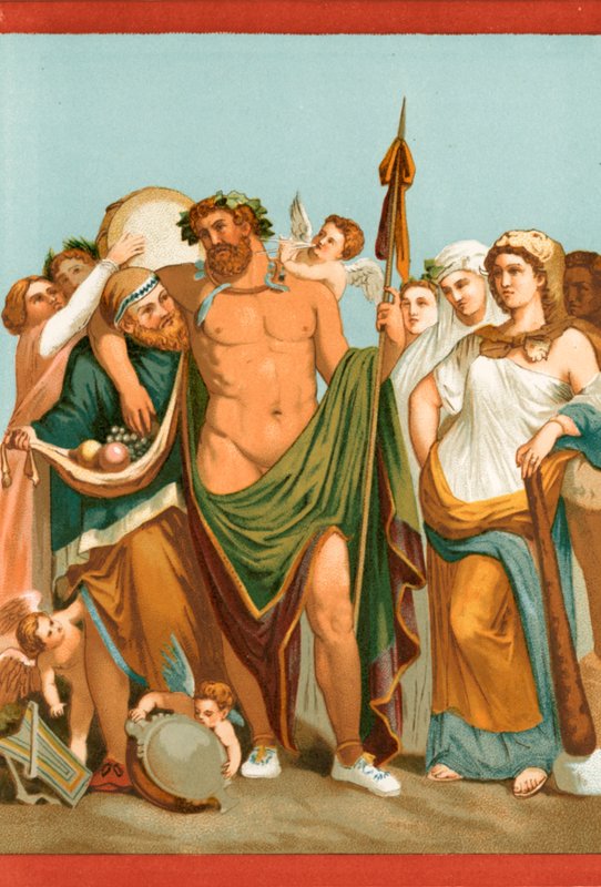 Herkules i Omphale, z obrazu Pompejusza autorstwa Etienne Antoine Eugene Ronjat