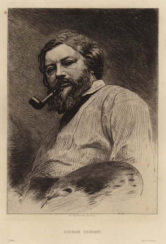 Gustave Courbet, francuski malarz nurtu realistycznego. Akwaforta autorstwa Etienne Gabriel Bocourt autorstwa Etienne Gabriel Bocourt