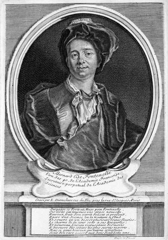 Bernard Le Bovier de Fontenelle, pisarz francuski (rycina) autorstwa Etienne Jehandier (after) Desrochers