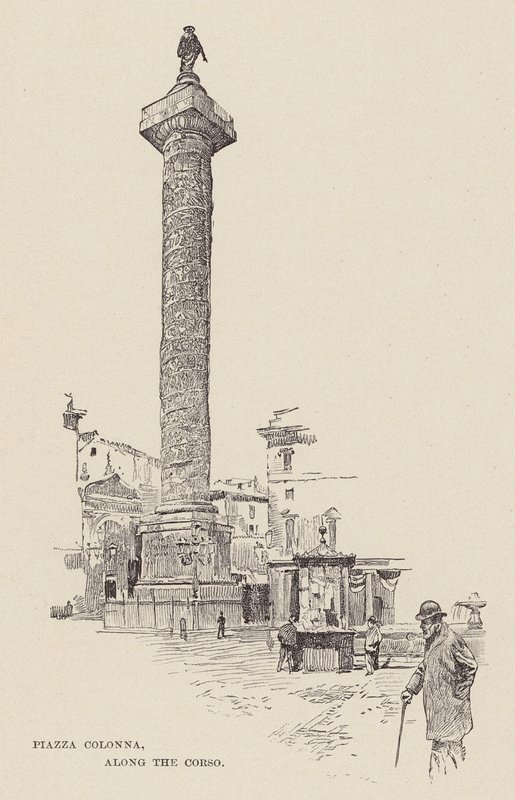 Piazza Colonna, wzdłuż Corso (rycina) autorstwa Ettore Tito