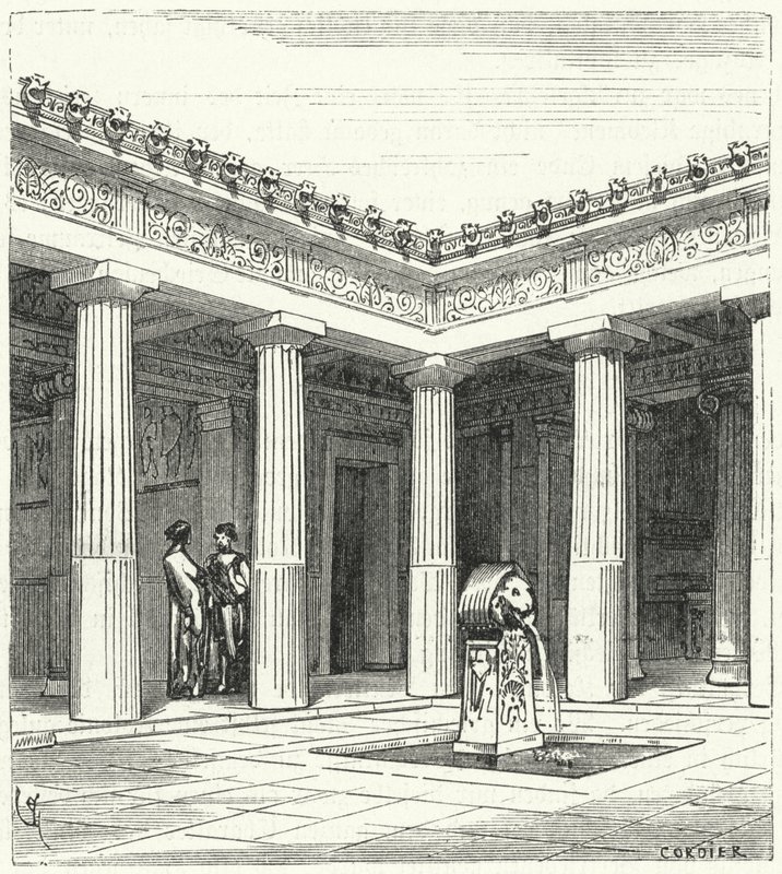 Dorycki dziedziniec starożytnego greckiego domu autorstwa Eugene Emmanuel after Viollet le Duc