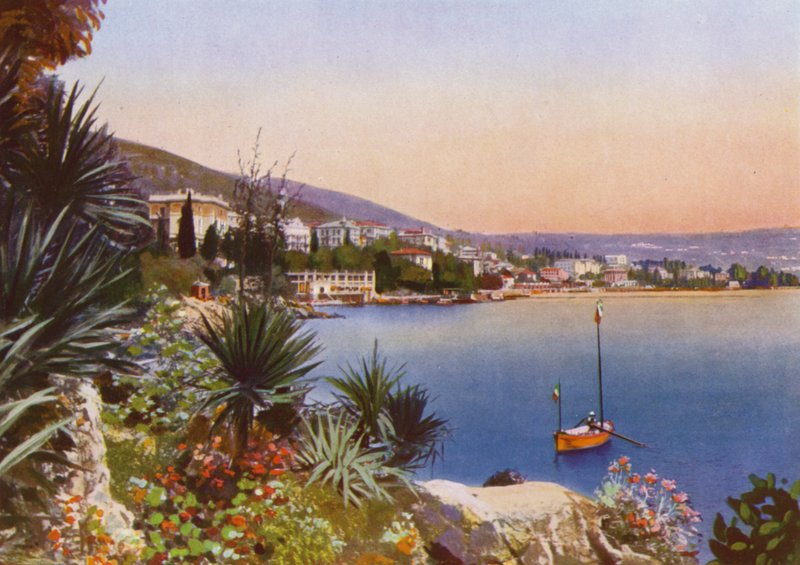 Opatija, obecnie Opatija w Chorwacji: Południowa promenada z palmami (zdjęcie) autorstwa European Photographer