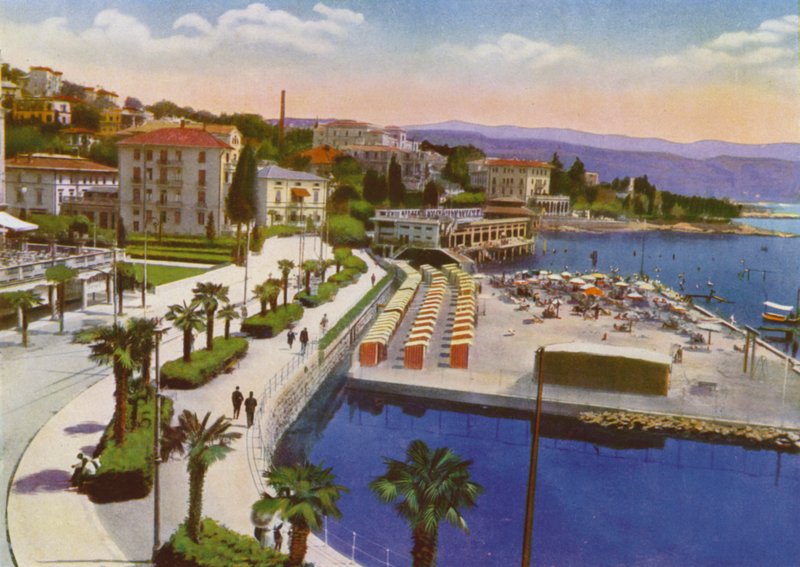 Opatija, obecnie Opatija w Chorwacji: Plaża Slatina i Savoia (zdjęcie) autorstwa European Photographer