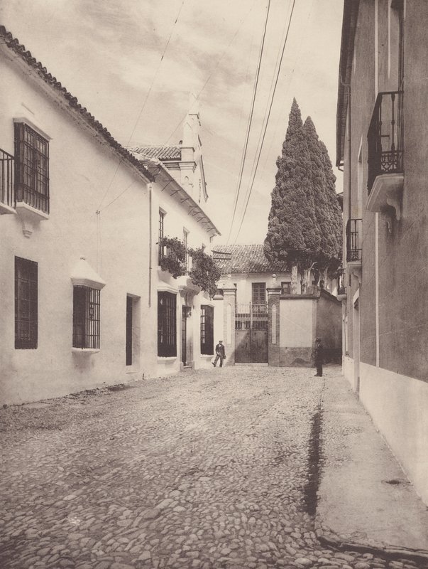 Domy mieszkalne przy Calle de Gameros, Ronda (zdjęcie czarno-białe) autorstwa European Photographer