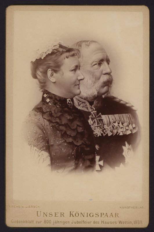 Portret, Albert, król Saksonii i jego żona, dawna księżna Carola ze Szwecji (zdjęcie czarno-białe) autorstwa European Photographer