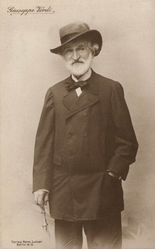 Portret Giuseppe Verdiego, kompozytora operowego (zdjęcie czarno-białe) autorstwa European Photographer