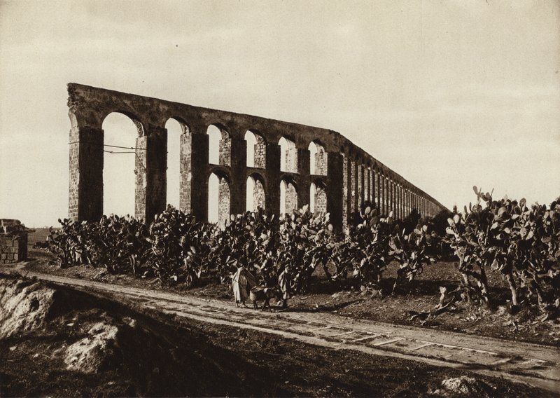 Akwedukt rzymski w pobliżu Bardo, Tunis (zdjęcie czarno-białe) autorstwa European Photographer