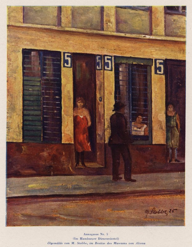 5 Annagasse, w dzielnicy czerwonych latarni w Hamburgu (obraz olejny) autorstwa European School