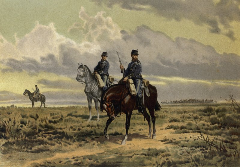 Natarcie kawalerii (chromolitho) autorstwa European School