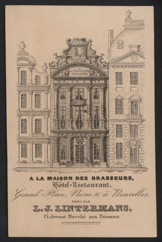At La Maison Des Brasseurs, Restauracja Hotelowa, Bruksela, L J Lintermans (Grawerowanie) autorstwa European School