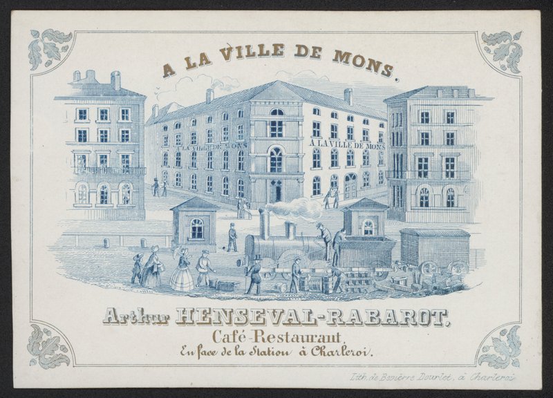 A La Ville De Mons, Arthur Henseval-Rabarot, Cafe Restaurant (grawerowanie) autorstwa European School