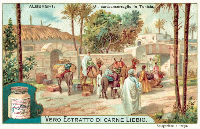 Karawanseraj w Tunezji (chromolitho) autorstwa European School
