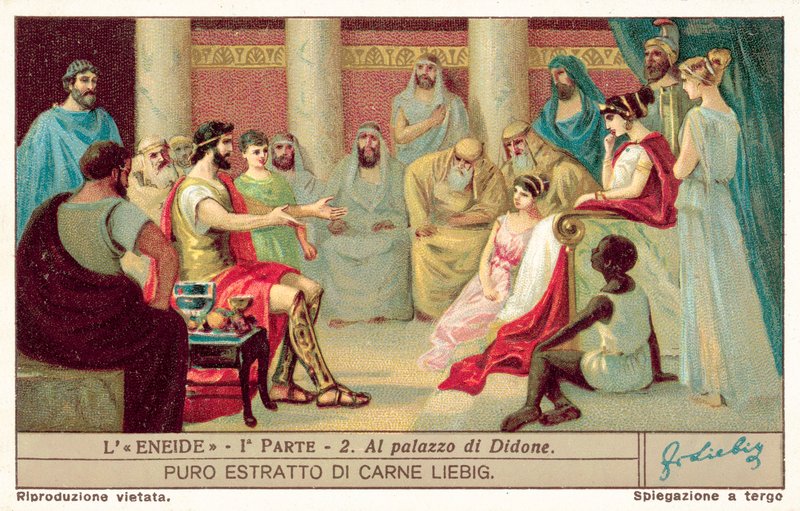 Eneasz w pałacu Dydony (chromolitho) autorstwa European School