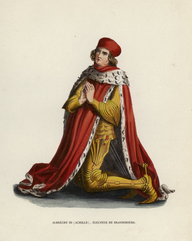 Albrecht III, Achilles, elektor brandenburski (kolorowa rycina) autorstwa European School
