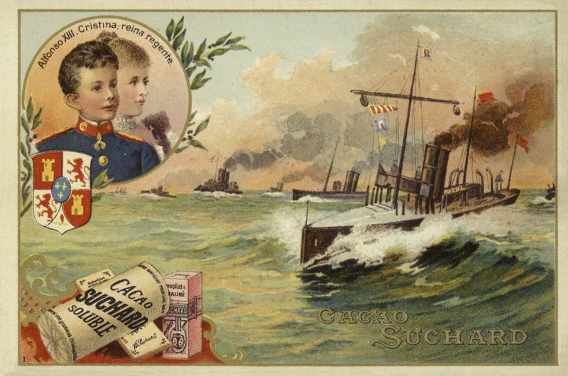 Alfons XIII z Hiszpanii i jego matka, Maria Christina z Austrii, wojna hiszpańsko-amerykańska, 1898 autorstwa European School