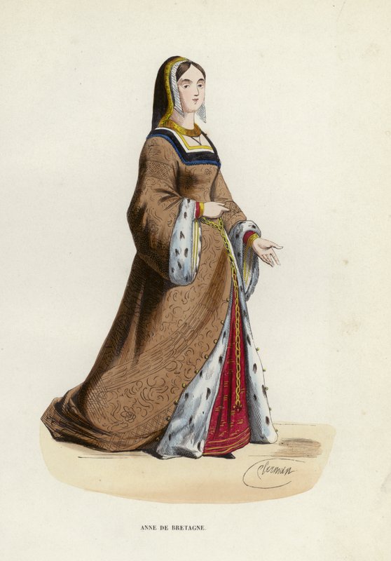 Anne De Bretagne (kolorowy grawerunek) autorstwa European School