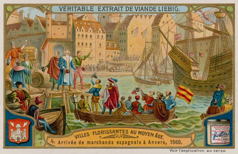 Przybycie hiszpańskich kupców do Antwerpii w 1560 r autorstwa European School