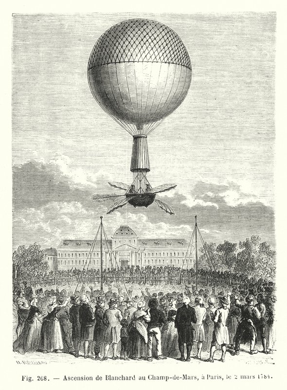 Podejście Blancharda na Pola Marsowe w Paryżu, 2 marca 1784 r autorstwa European School