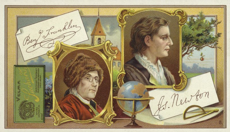 Benjamin Franklin i Isaac Newton autorstwa European School