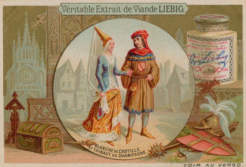 Blanche z Kastylii i Theobald z Szampanii autorstwa European School