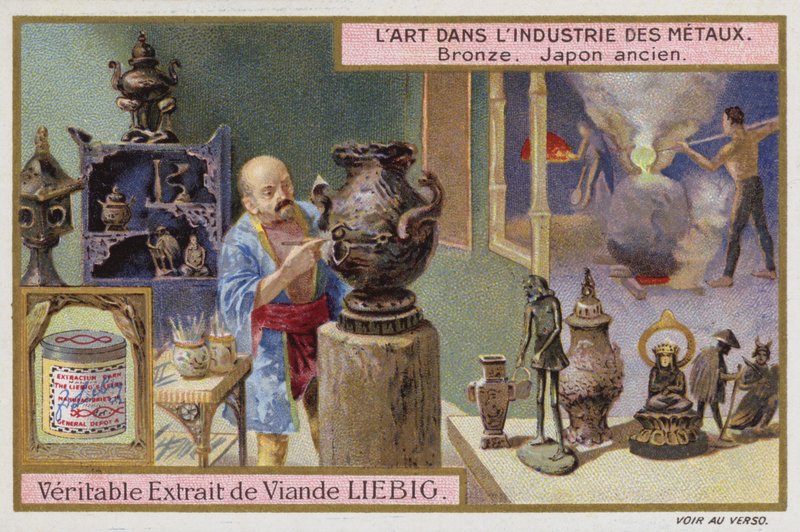 Brąz, starożytna Japonia (chromolitho) autorstwa European School