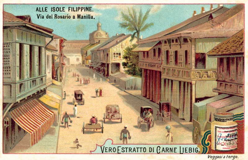 Calle Rosario, Manila (chromolitho) autorstwa European School