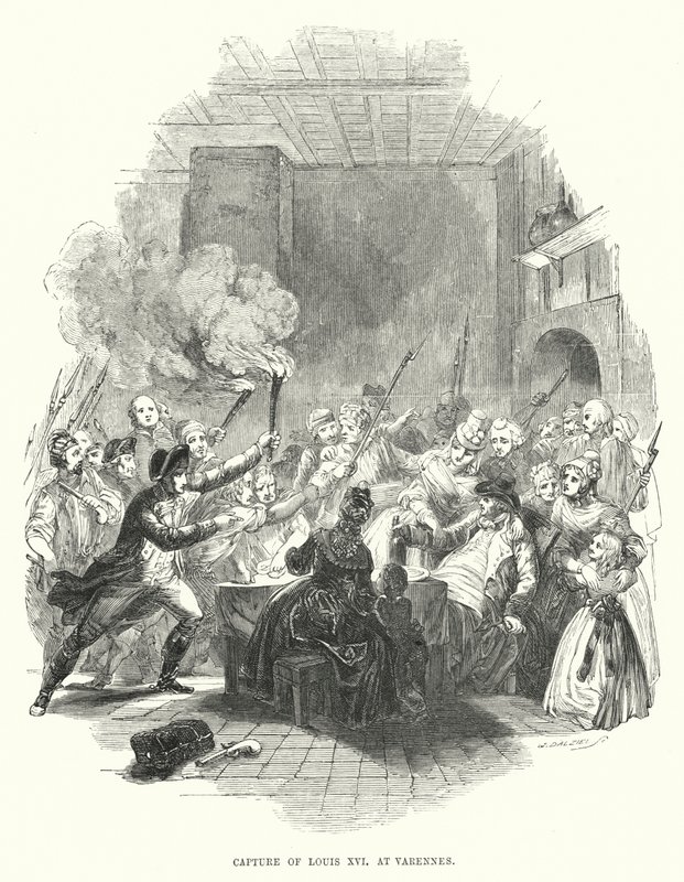 Wychwytywanie Ludwika XVI w Varennes (grawerowanie) autorstwa European School