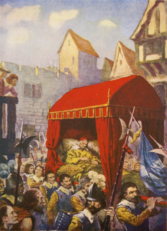 Przyjazd kardynała Richelieu do Lyonu (kolorowa litografia) autorstwa European School