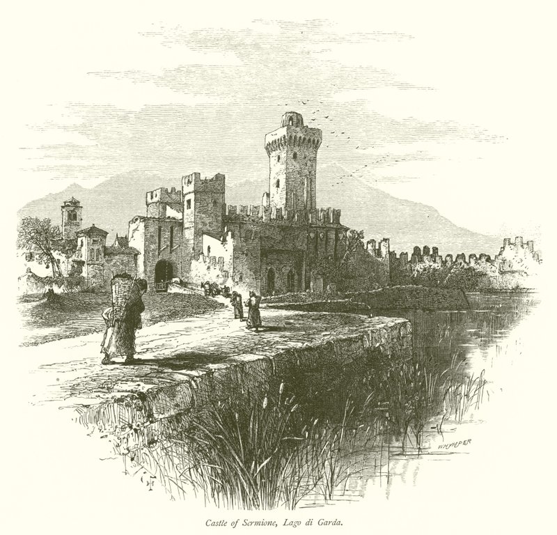 Zamek Sermione, Lago di Garda (grafika) autorstwa European School