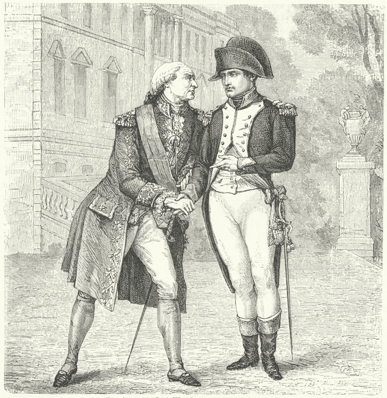 Karol IV Hiszpański z Napoleonem (grafika) autorstwa European School