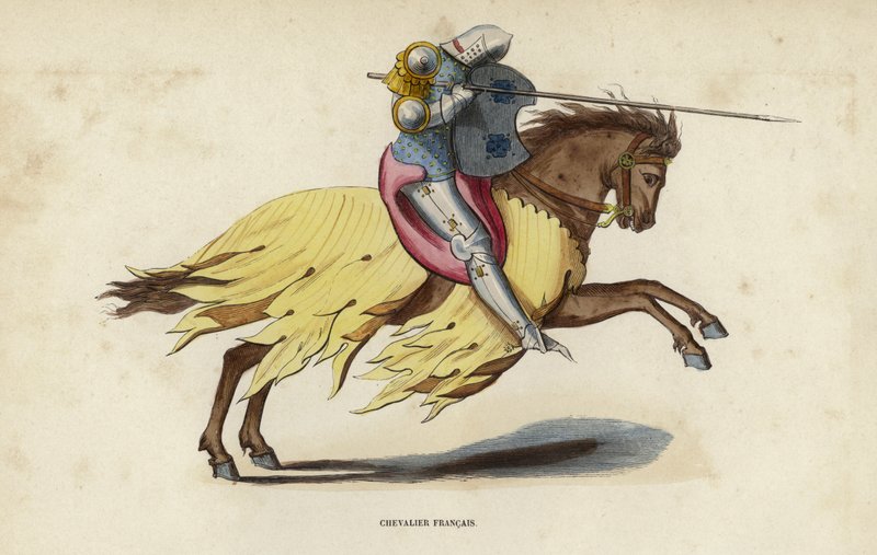 Chevalier Francais (kolorowy grawerunek) autorstwa European School