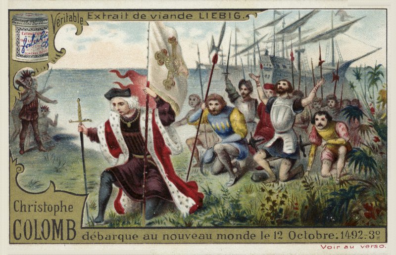 Krzysztof Kolumb wysiada na ląd w Nowym Świecie, 12 października 1492 r autorstwa European School