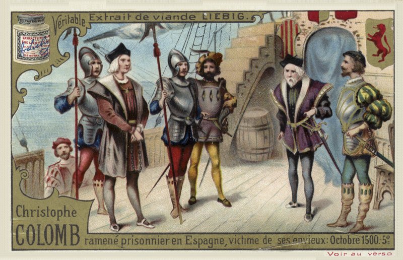 Krzysztof Kolumb zabrany do Hiszpanii jako więzień, październik 1500 autorstwa European School