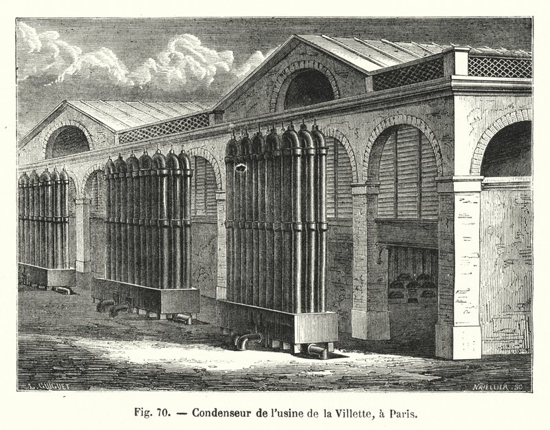 Kondensator fabryki Villette w Paryżu (grafika) autorstwa European School