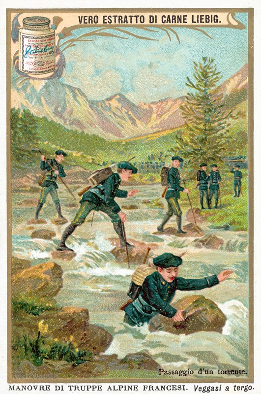 Przeprawa przez górski potok (chromolitho) autorstwa European School