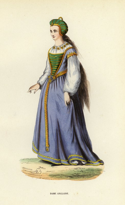 Dame Anglaise (kolorowy grawerunek) autorstwa European School