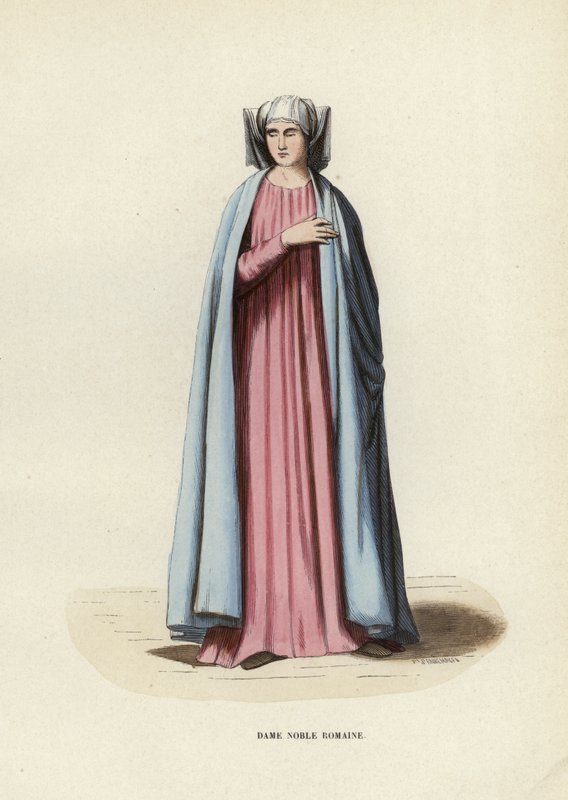 Dame Noble Romaine (kolorowy grawerunek) autorstwa European School