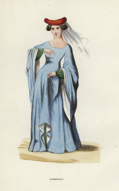 Damoiselle (kolorowy grawer) autorstwa European School