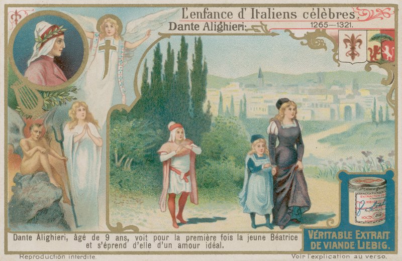 Dante Alighieri widzi Beatrice po raz pierwszy w wieku dziewięciu lat autorstwa European School