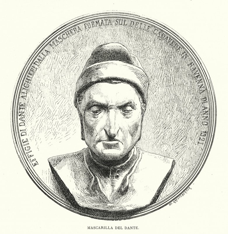 Maska pośmiertna Dantego Alighieri, średniowiecznego włoskiego poety (zdjęcie) autorstwa European School