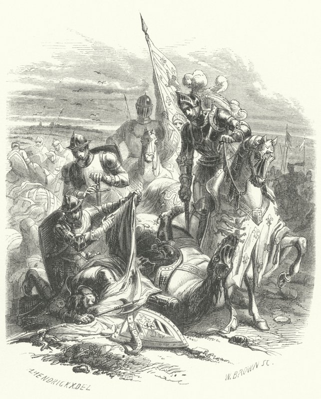 Śmierć Antoniego Burgundii, księcia Brabancji, w bitwie pod Agincourt autorstwa European School