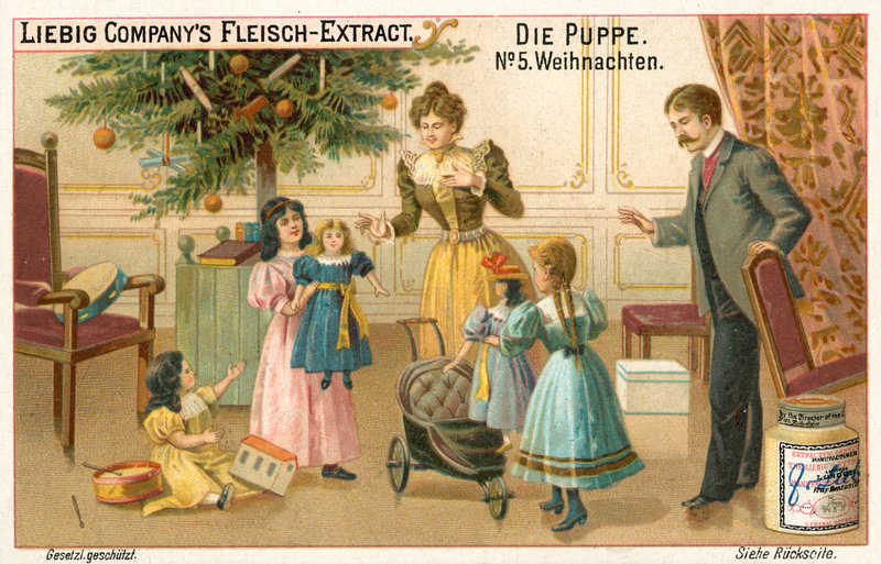 Lalki na Boże Narodzenie (chromolitho) autorstwa European School