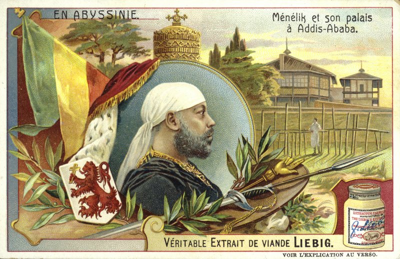 Cesarz Menelik II Etiopii i jego pałac w Addis Abebie autorstwa European School