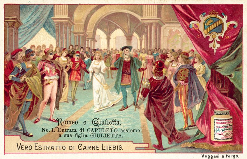 Wejście Lorda Capuleta i jego córki Julii na bal (chromolitho) autorstwa European School