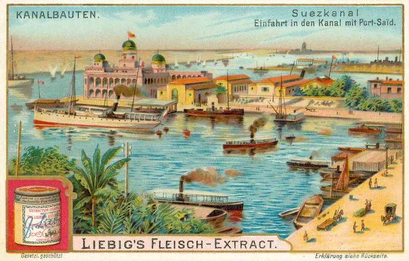 Wejście do Kanału Sueskiego, Port Said, Egipt (chromolitho) autorstwa European School