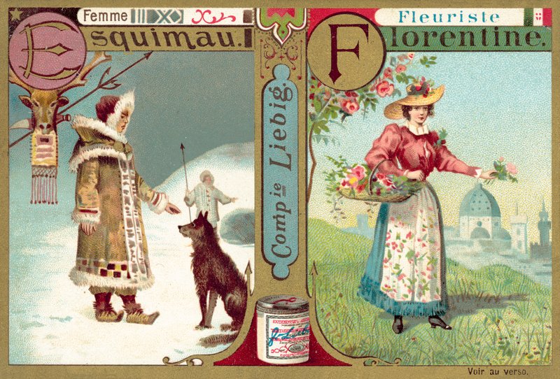Eskimoska i florencka kwiaciarnia (chromolitho) autorstwa European School