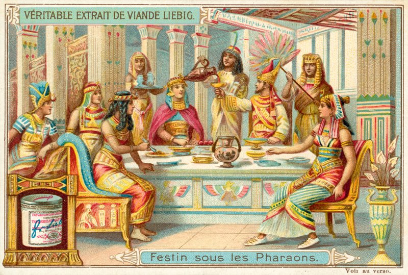 Uczta pod faraonami starożytnego Egiptu (chromolitho) autorstwa European School