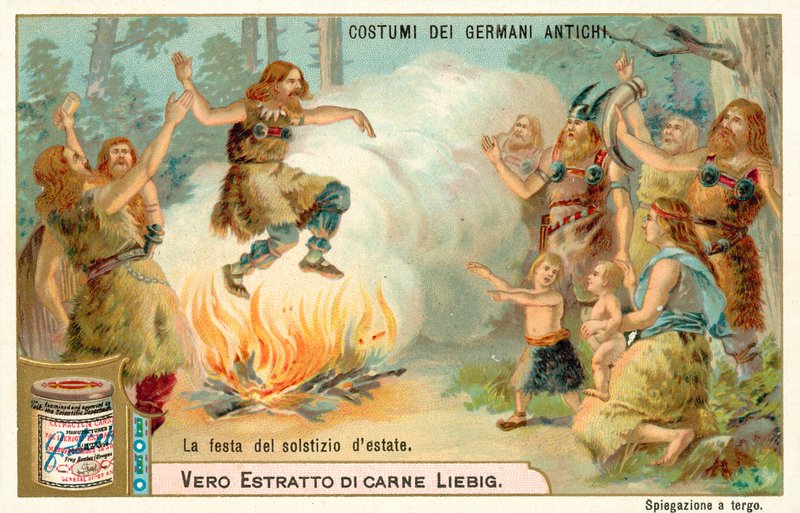 Święto przesilenia letniego, starożytne Niemcy (chromolitho) autorstwa European School